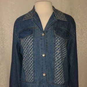 Vintage Saint Germain Paris RhinestoneJean Jacket